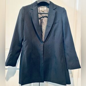 Tahari wool blend blazer, dark blue, striped